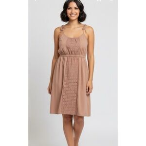 J. Crew Tan Summer Spaghetti Strap Eyelet Dress Size Medium